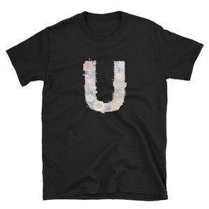 Nature Floral Monogram Letter U, camiseta, roupas para adultos, designs de camisas, ideias para presentes