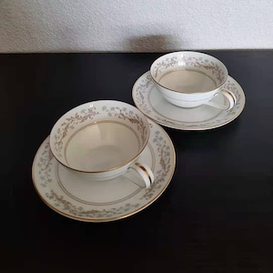 Noritake China 5916 Ramsey Tea & Coffee Cups and Saucers made in Japan set of 2