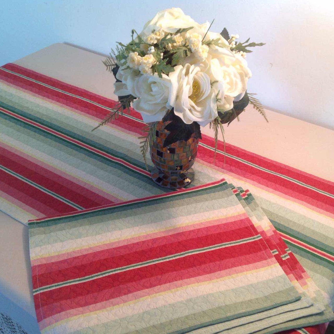 Handmade A Table Runner with Matching Table Placemats Set of 4 Etsy