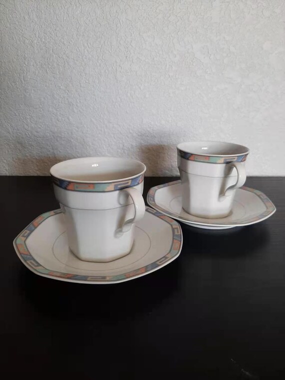 Christopher Stuart Y0002 Southwest Fine China Tea Coffee Cups and Saucers Made in Thailand Set of 2 Etsy
