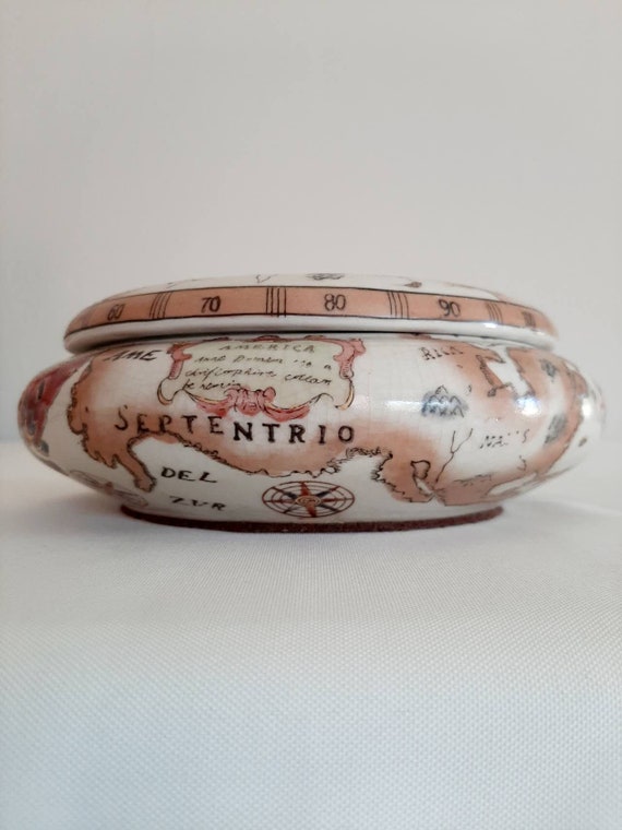 Porcelain Ceramic Round Painted Worldmap Trinket … - image 4