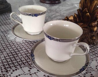 Mikasa Wilshire Fine China Coffee Cup and Saucer Set, Japan (Set of 2)