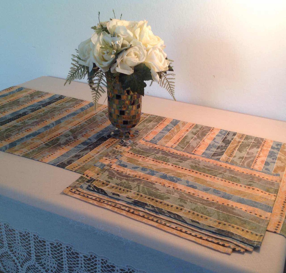 Handmade A Table Runner with Matching Table Placemats Set of 4 Etsy