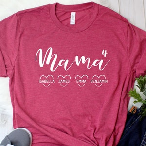 Personalized Mama of 4 Shirt - Mama of Four Shirt - Mom of 4 Shirt - Customized with names - Gift  [Unisex Tee]