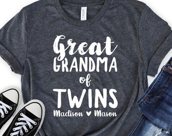 Personalized Great Grandma of Twins Shirt - Custom Unisex Shirt