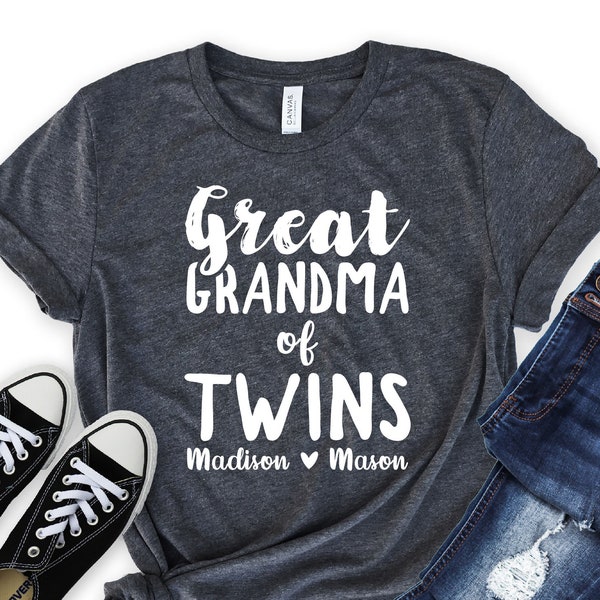 Personalized Great Grandma of Twins Shirt - Custom Unisex Shirt