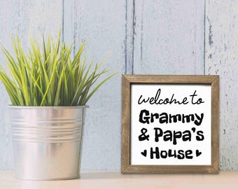 Grandma & Grandpa's House Welcome Sign, Grandparents Home Sign, Gift, Square Wooden Decor