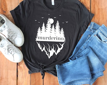 Shirt Murderino, Muderino, My Favorite Murder, MFM, Blijf sexy, laat je niet vermoorden, True Crime, SSDGM-shirt, blijf uit het bos, cadeau
