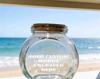 Personalized Glass Jar, Engraved with your custom words/logo, Custom Decorative Items Holder, Keepsake Storage, Home Decor