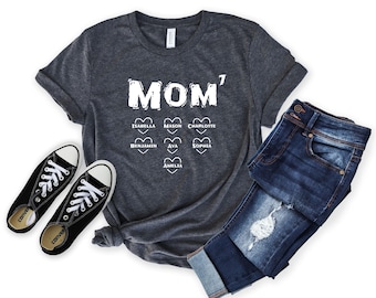 Personalized Mom of 7 Shirt - Mama of 7 Shirt - Customized with names - Gift  [Unisex Tee]