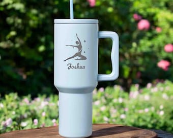 Personalized Gymnastics dancer name tumbler, Custom engraved 40oz Large Stainless Steel Tumbler, Gymnast, Ballet Ballerina Gift