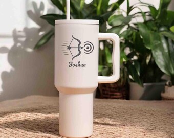 Personalized Archery name tumbler, Custom engraved 40oz Large Stainless Steel Tumbler, Archer Bowhunting Gift