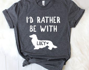 Unisex Personalized Dachshund Shirt - Custom Long-haired Dachshund Shirt with Your Pet's Name - Gift