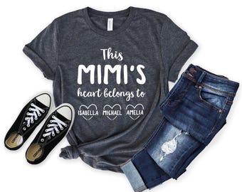 Personalized Mimi Shirt - Custom (any title)'s  heart belongs to - with kids names Matching Family Shirt [Unisex Tee]