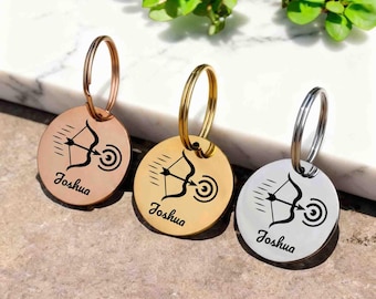 Personalized Archery keychain tag, bag charm with name, Custom Archer Bowhunting Gift