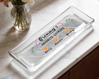 名入れ可能なクリスタルガラス製サービングトレイ、和風寿司皿、おばあちゃんクッキー皿、おばあちゃん、ナナ、ジジへのギフト