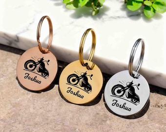 Personalized Motorcycle tag, bag charm with name, Custom Biker Rider Motorcyclist Gift, Motorcycle Enthusiast Tag