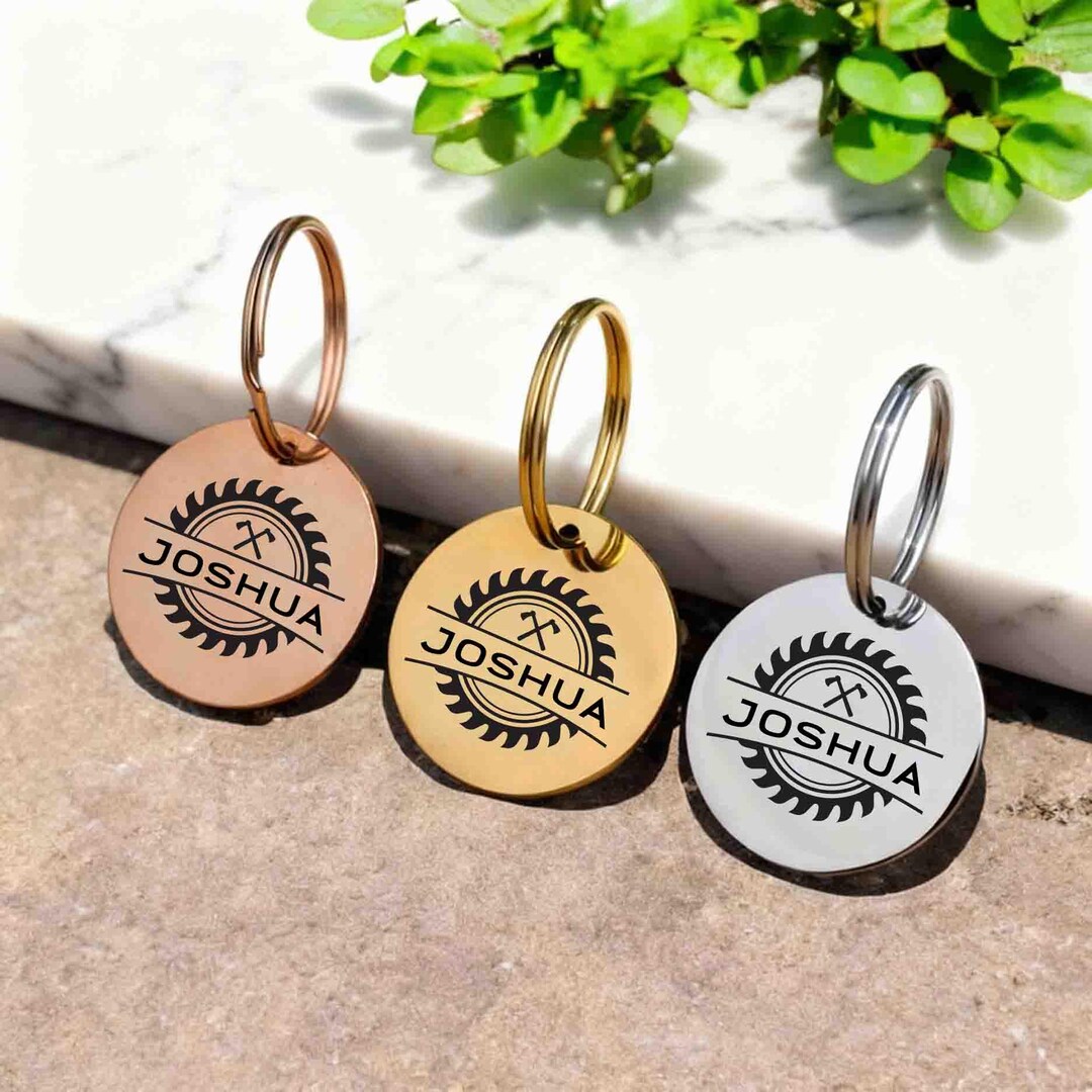 Personalized Carpenter Woodworker Keychain Tag, Bag Charm With Name ...