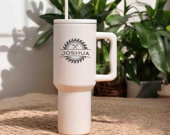 Personalized Carpenter Woodworker name tumbler, Custom engraved 40oz Large Stainless Steel Tumbler, Carpentry Wood Worker Gift