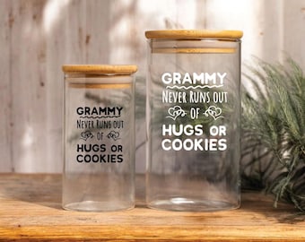 Grammy Cookie Glass Jar, Personalized Storage Jar, Grandma Nana Gift