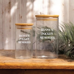 Personalized Memorial Glass Jar, Custom Memory Storage Jar