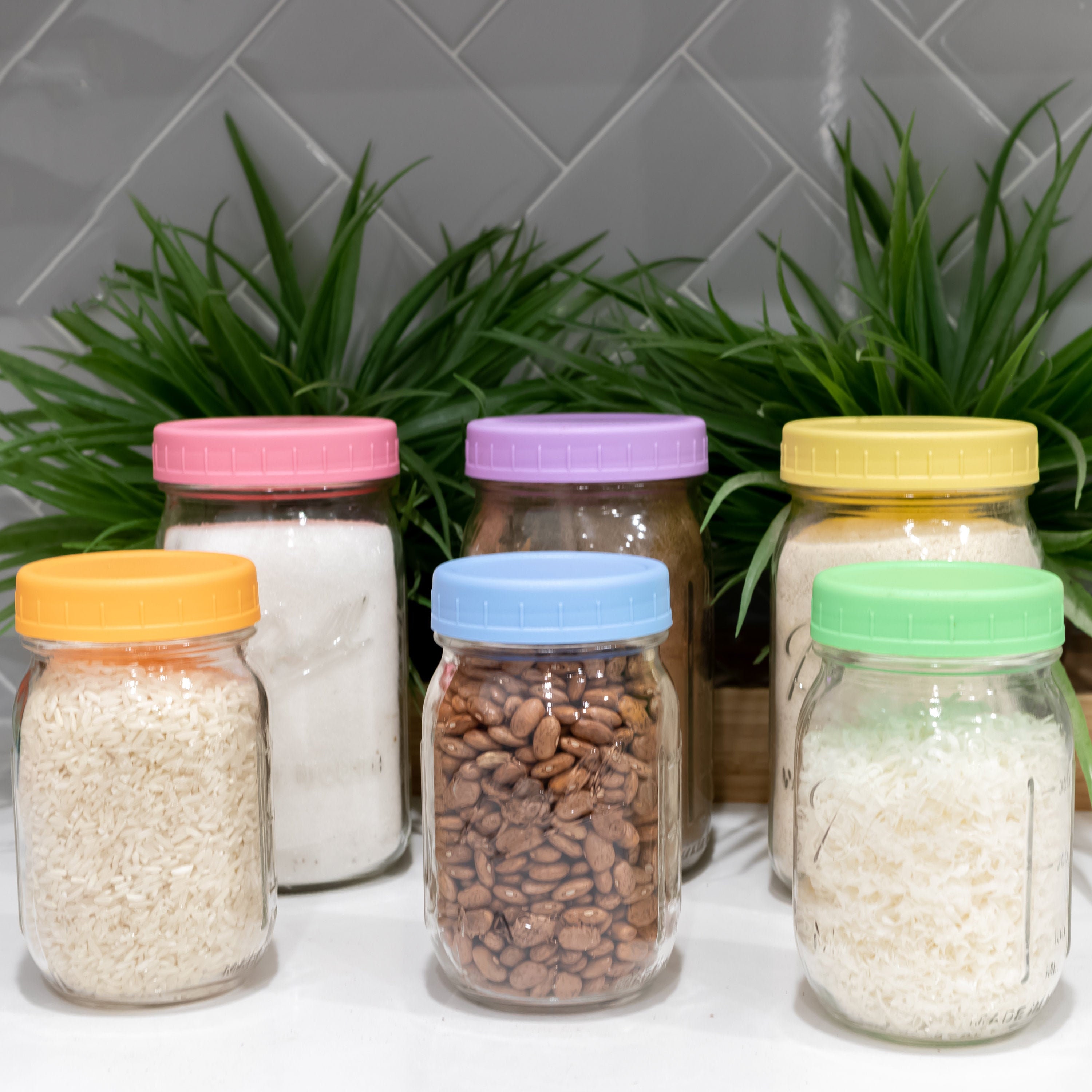 Mason Jar Plastic Lids Regular & Wide 6 Pack Pastel Etsy