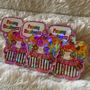 Funny Business! Holographic Sticker // kawaii, clown, die cut stickers