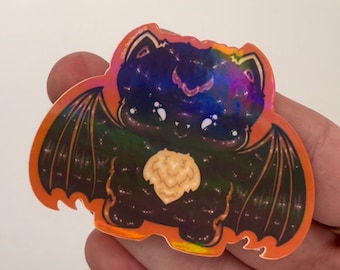 Batty Holographic Sticker! // kawaii, spooky, die cut stickers