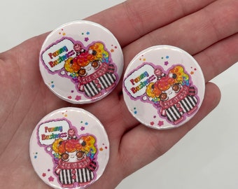 Funny Business Pin back Button // kawaii, clown, clowncore, pins