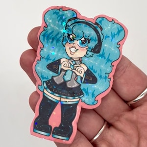 Hatsune Miku Holographic Vinyl sticker! // kawaii, cute, die cut sticker