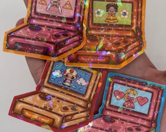 Gameboy Guys Sticker// Prinzessin Pfirsich, Prinzessin Gänseblümchen, Kröte, Prinzessin Zelda, kawaii