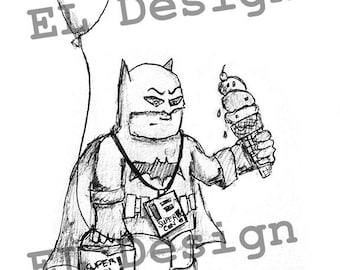 Dark Knight of the Con Pencil Drawing Digital download