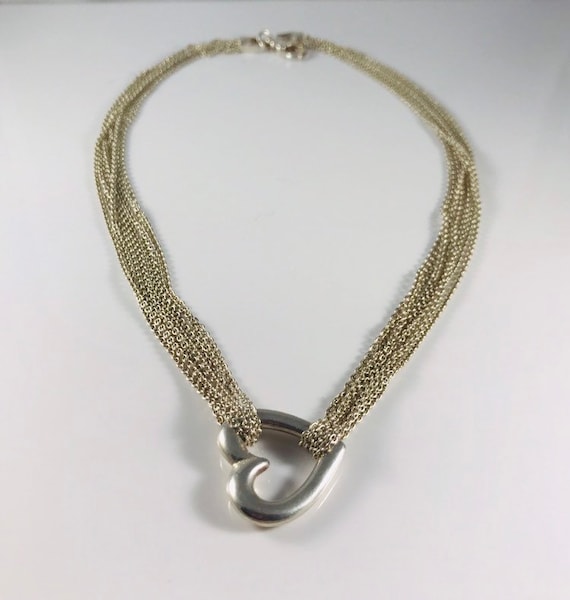 Sterling Multi Chain Open Heart Necklace