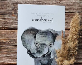 Sei wild, frech und wunderbar / Poster A4 / Elefant Aquarell