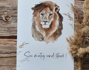 Sei mutig und stark / Poster A4 / Löwe