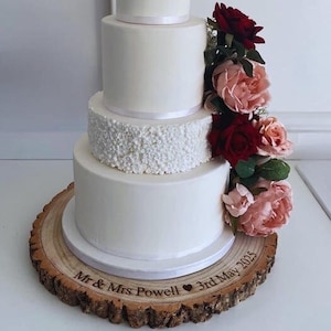 Personalised Log Slice Cake Stand, Wedding, Birthday, Engagement, Anniversary