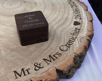 Personalised Log Cake Stand & Ring Box Combo / Bundle Rustic Wedding