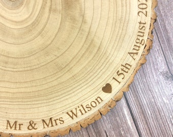 Soporte para tartas personalizado con forma de tronco para bodas, cumpleaños, compromisos y aniversarios