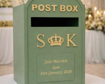 PERSONALISED lockable Wedding postbox wedding letter card post box