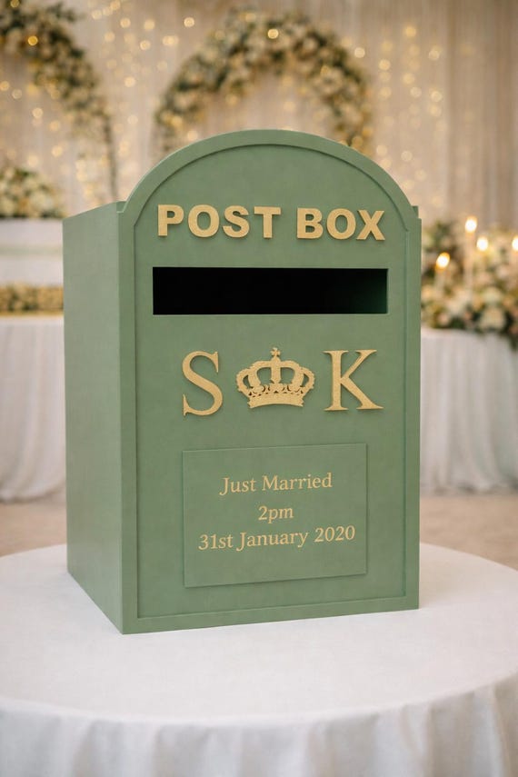 PERSONALISED lockable Wedding postbox wedding letter card post box