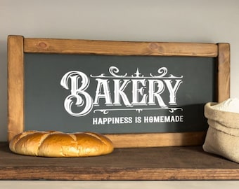 Happiness is homemade, Bakery; Rustic Farmhouse Style Wooden Sign,