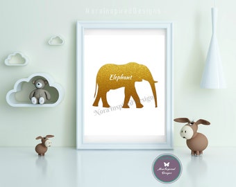 Elephant Nursery Art, Gender Neutral Printable Art