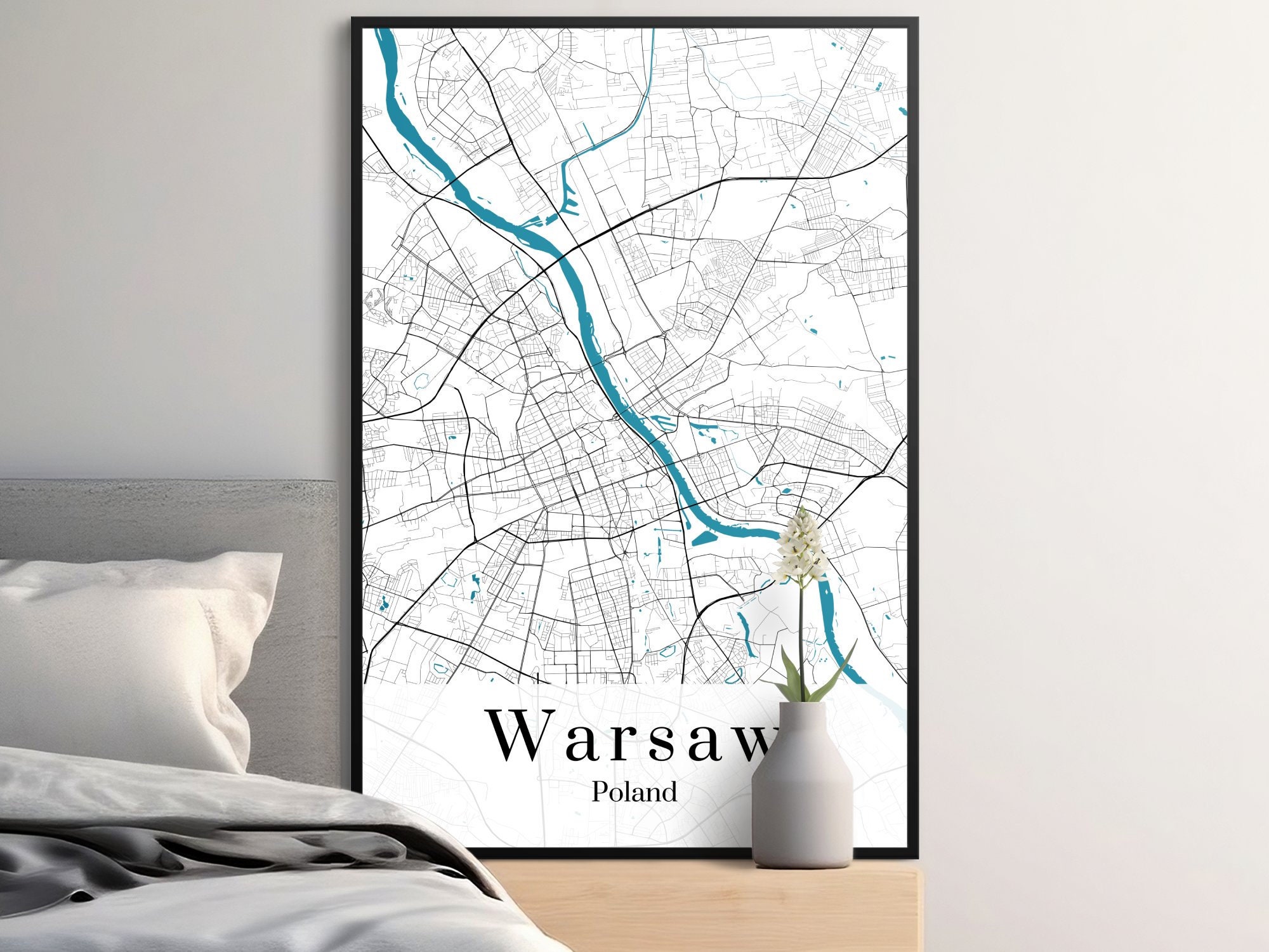 Printable Warsaw City Map Detailed Warsaw Poster Perfect - Etsy