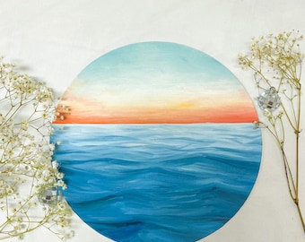 Pintura al óleo del océano del círculo