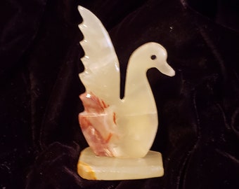 Stone Swan Vintage Onyx Swan/Onyx Figurine Sculpture/Swan Statue/Swan lover gift/Gemstone Statue/Animal, Bird Decor