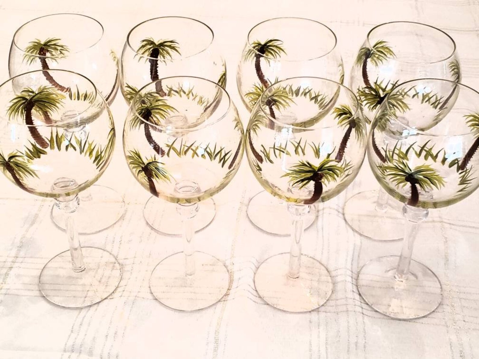 Palm Tree Wine Glasses 2 SETS of 4 Hand Painted Palm Tree Etsy
