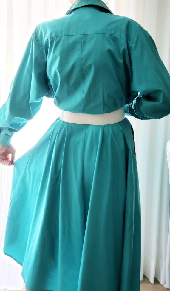 Ms. CHAUS Vintage Teal Dress Flare Skirt Long and… - image 4