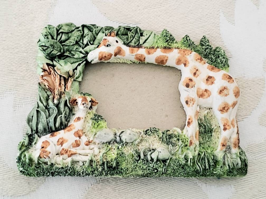 Vintage GIRAFFE Frame/Mother and Baby Giraffe/Wildlife African Etsy