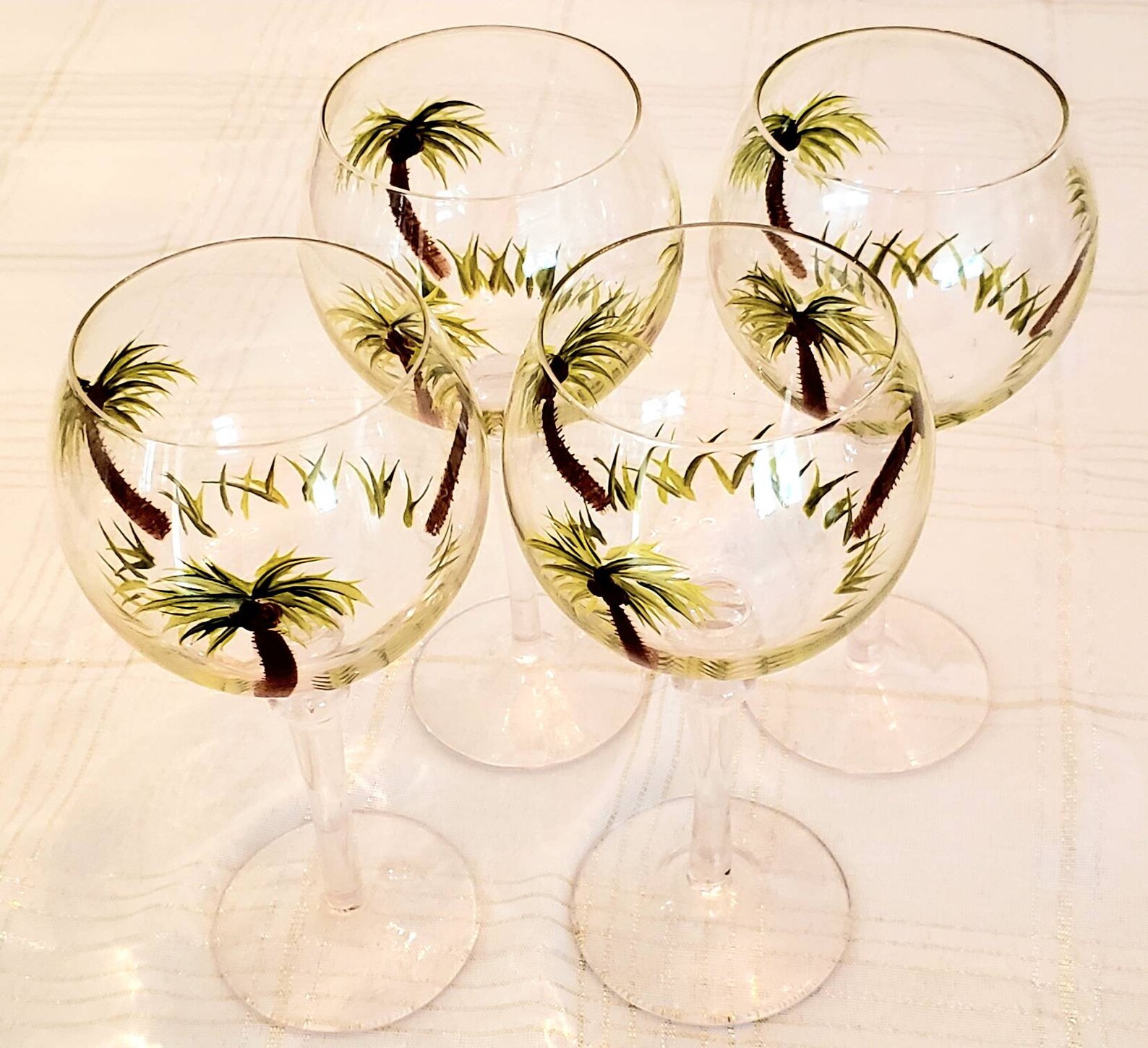 Palm Tree Wine Glasses/2 SETS of 4 Hand Painted Palm Tree Etsy