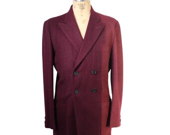 Vintage Mens Bespoke Handwoven Donegal Tweed Purple Wool Jacket